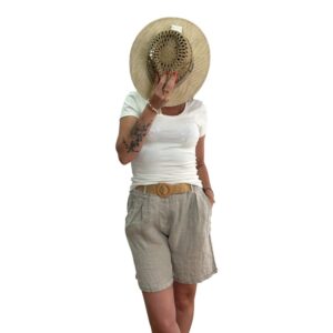 Short lin avec ceinture